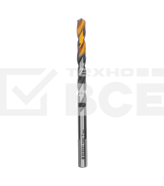 Сверло спиральное по металлу 7,0 x 109мм, Р6М5, Golden Tip, многогранная заточка Denzel
