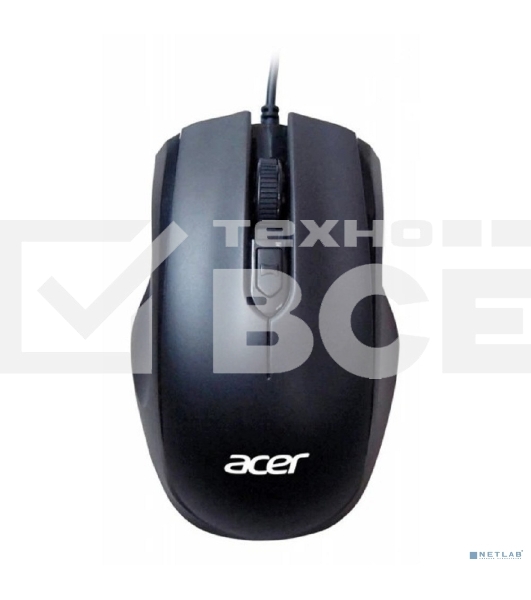 Мышь проводная Acer OMW020 черный, 1600 dpi, USB, кнопки - 4