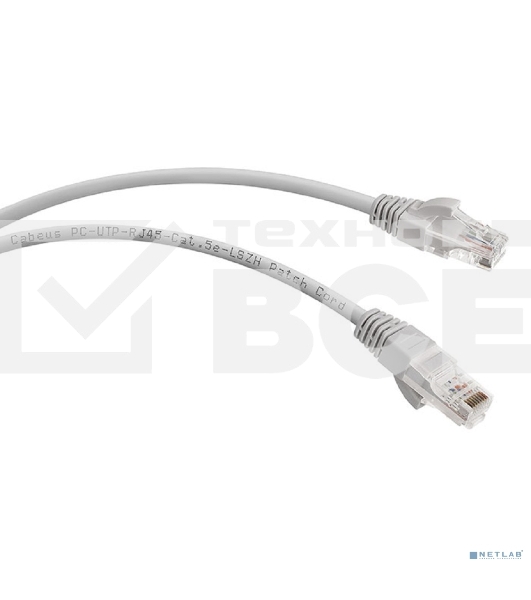 Шнур коммутационный Cabeus, кат. 5е, неэкр., U/UTP, RJ45/RJ45, LSZH, AWG24, 2м, серый