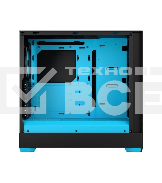 Компьютерный корпус без блока питания Fractal Design Pop Air RGb Cyan Core TG Clear Tint, Midi-Tower, 3x120мм RGb, 2xUSB-A 3.2 ATX, mATX, mITX черный/циан