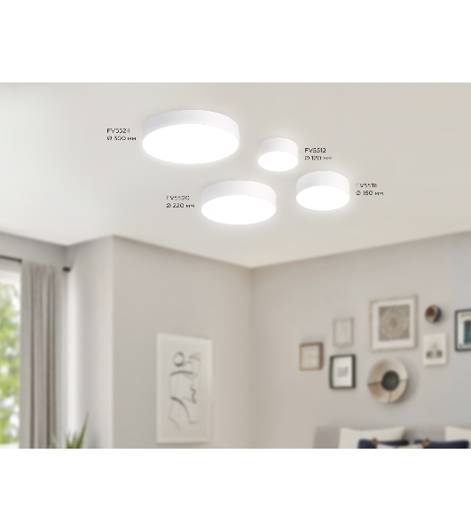 Потолочный светодиодный светильник Ambrella light FV5524 WH белый LED 35W 4200K D300*58 (Без ПДУ)