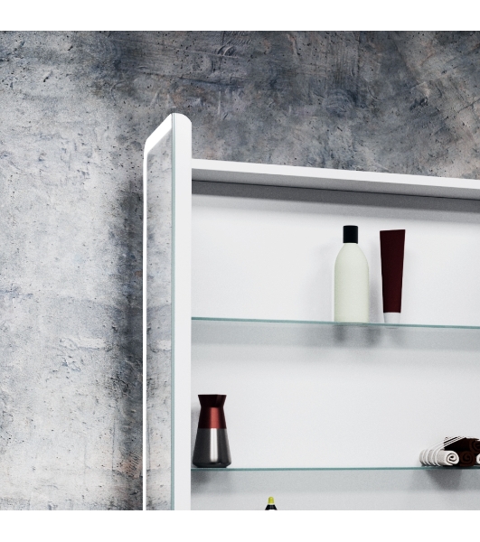 Зеркальный шкаф Bau Stil 70х80, LED подсветка, сенсор, плавное закрывание, оборачиваемый
