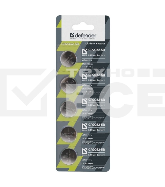 Батарейка Defender литиевая CR2032-5B