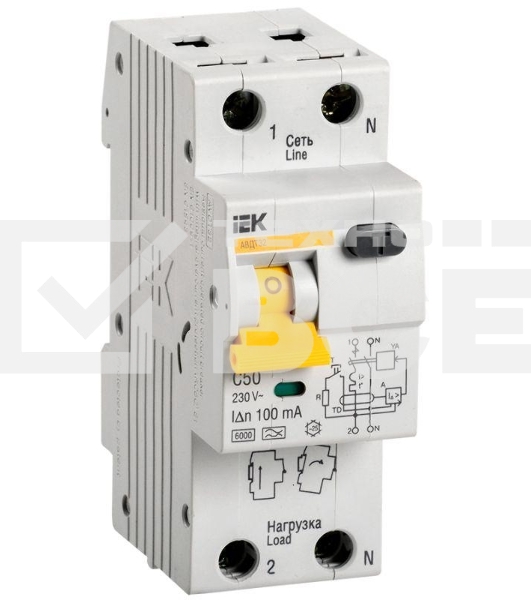 Выключатель автоматический дифференциального тока Iek MAD22-5-050-C-100 АВДТ 32 C50 100мА
