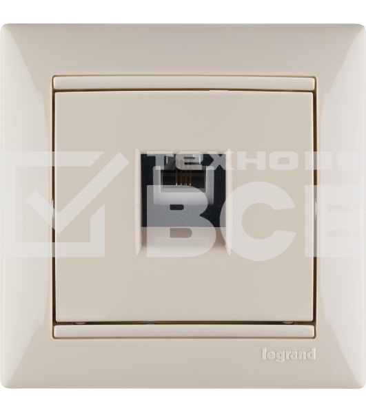 Розетка телефонная Valena RJ11 4 контакта 1 коннектор (слоновая кость) Legrand 774338