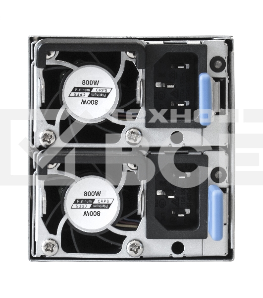 Серверный блок питания  2U Redundant 2x800W ExeGate EX292322RUS Industrial-RTS800 (APFC, КПД 94% (80 PLUS Platinum), 4 cm fan, 24pin, 2x(4+4)pin, 2PCIe, 2SATA, 6IDE, Cable Management)