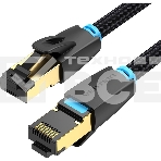 Патч-корд Vention прямой SFTP cat.8 RJ45 - 1м. Черный Тканевая оплетка, фото3
