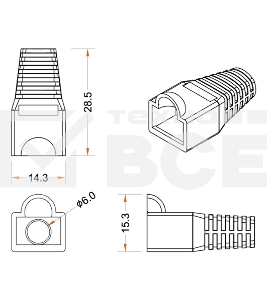 Изолирующий колпачок Hyperline BOOT-YL-10 для Разъемов RJ-45, желтый (10 шт.)