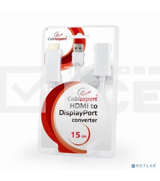 Конвертер HDMI->DisplayPort, Cablexpert DSC-HDMI-DP-W, HD19M+USBxHD20F, белый