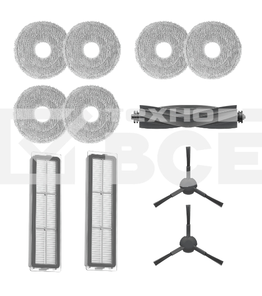 Комплект аксессуаров для робота-пылесоса  Kit 1Main Brush+2Side Brush+3Dust Box Filter+3 Wash-free Mop Pad 1шт. L10 Ultra