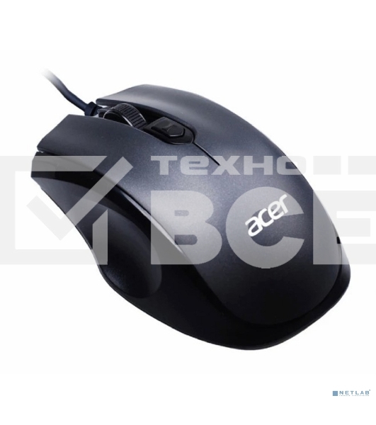 Мышь проводная Acer OMW020 черный, 1600 dpi, USB, кнопки - 4