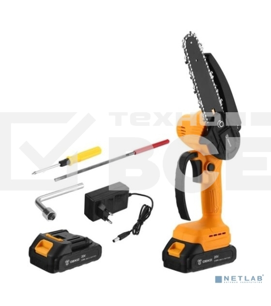Пила цепная аккумуляторная DEKO DKCHS 20-6, 20В, 2x2.0Ач [063-4309]