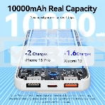 Портативный аккумулятор Vention Power Bank 10000mAh(Micro-USB/C/A/A) со встроенными кабелями 22.5W белый с LED Дисплеем, шт., фото6