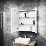 Зеркальный шкаф Bau Stil 70х80, LED подсветка, сенсор, плавное закрывание, оборачиваемый, фото3