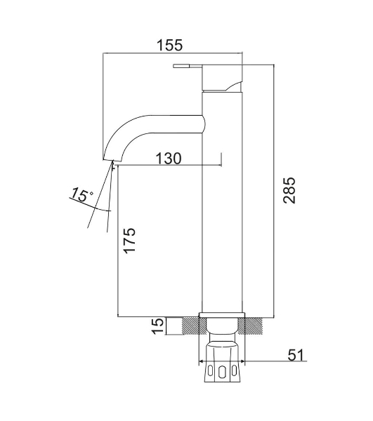 SUS128BL-001F-1 Смеситель для умывальника, ø35