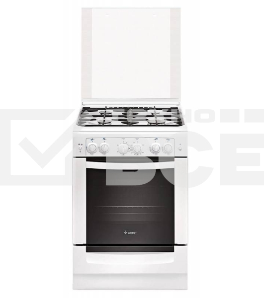 Плита газовая Gefest ПГ 6100-02 белый, конфорок 4 шт, духовка 52 л, 60 см x 85 см x 60 см