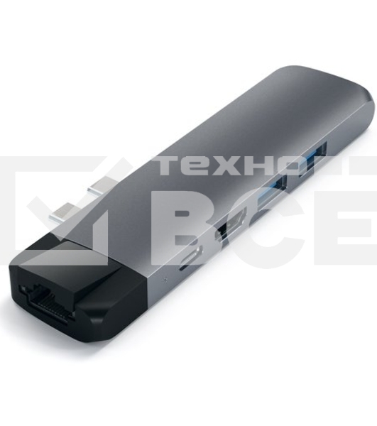 Хаб USB Satechi Aluminum Pro Hub with Ethernet для 2016/2017 MacBook Pro 13” и 15”. Цвет серый космос.