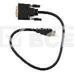 Кабель HDMI-DVI Cablexpert CC-HDMI-DVI-0.5M, 19M/19M, single link, медь, позол.разъемы, экран, 0.5м, черный, пакет, фото 1