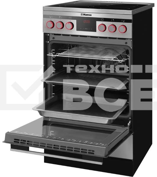 Плита электрическая Hansa FCCX58225 серебристый, конфорок 4 шт, духовка 65 л, 50 см x 85 см x 60 см