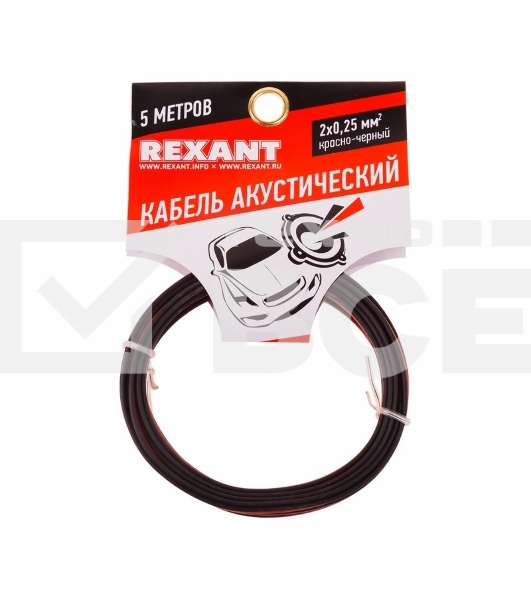 Кабель акустический Rexant 2х0,25 мм², красно-черный, мини-бухта 5 м