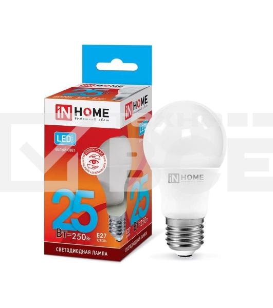 Лампа светодиодная IN HOME LED-A65-VC 25Вт 230В E27 4000К 2250лм 4690612024080