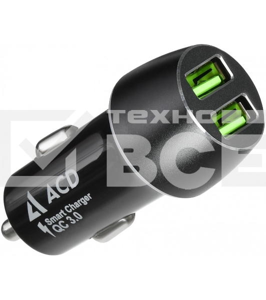 Автомобильное ЗУ ACD ACD-С362Q-V1B 36Вт, 2xUSB QC, 3.6~12В/3А RTL