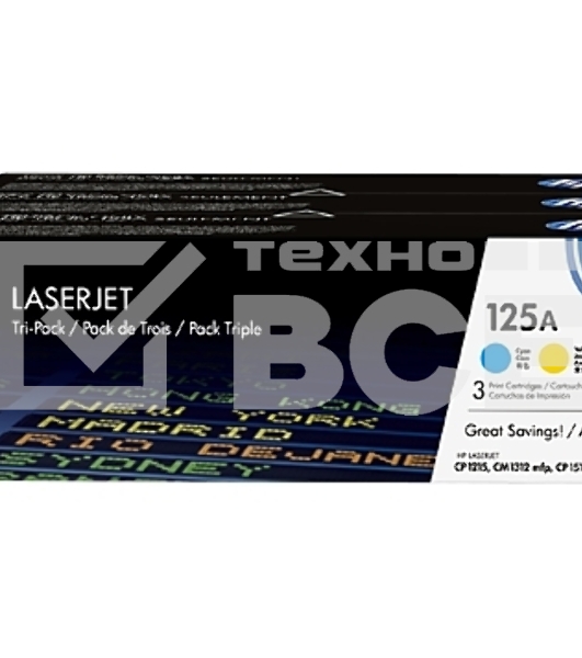 Картридж лазерный комплект HP CF373AM голубой/пурпурный/желтый для CLJ CP1215/1515 3 х 1400стр.