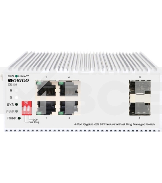 Коммутатор  Managed L2 Industrial Fast Ring Switch 4x1000Base-T, 2x1000Base-X SFP, Surge 4KV, -40 to 75°C