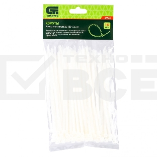 Хомуты Сибртех, 150 х 3,6 мм, пластиковые, белые, 100 шт.