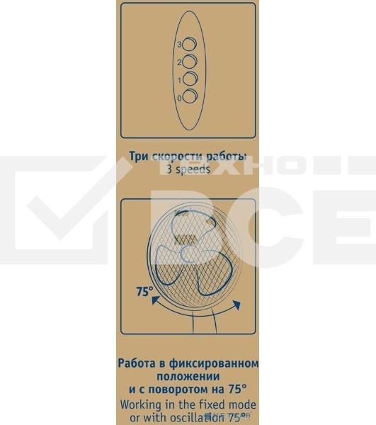Вентилятор напольный Scarlett SC-SF111B29 45Вт скоростей:3 белый/голубой