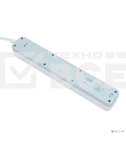 Сетевой фильтр Гарнизон 2.0 Мультипорт EPS-4-U3-W-2, 4 р, 10А, 3xUSB, 2м, ур.защиты 2+, белый, пакет