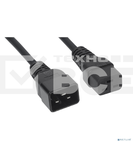 Шнур ввода/вывода Cabeus, IEC 60320 С19, вилка IEC 60320 С20, 1.8 м, 16А, из кабеля 3х1,5 мм², черный