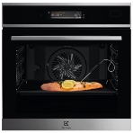 Встраиваемый духовой шкаф Electrolux EOE9P3XT электрический с конвекцией, объем 72 л, 17 режимов, очистка паровая, 3 стекла в дверце, направляющие проволочные + телескопические (1 уровень),черное стекло и черный матовый,термозонд, фото4