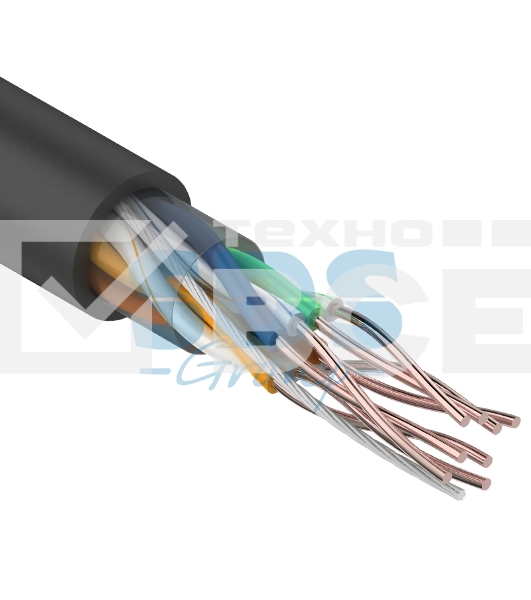Кабель UTP Rexant 4PR 24AWG, CU (медь), CAT5e, 100 МГц, PE, черный, OUTDOOR, бухта 100 м