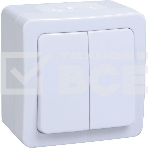 Выкл 2кл о/у IP54 (цвет клавиши:белый) ГЕРМЕС PLUS Iek EVMP20-K01-10-54-EC ВС20-2-0-ГПБ, фото 1