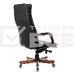 Кресло руководителя Бюрократ T-9927WALNUT/BLACK черный, кожа, крестовина дерево, фото6