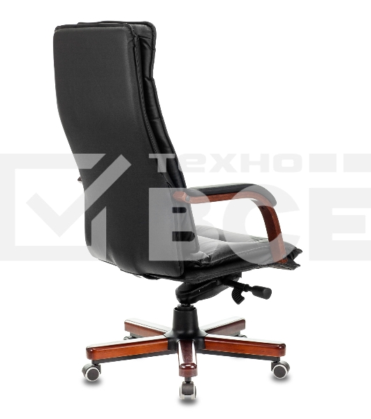 Кресло руководителя Бюрократ T-9927WALNUT/BLACK черный, кожа, крестовина дерево