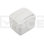Выключатель двухклавишный KRANZ Mini OG открытой установки, IP54 белый, фото 1