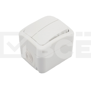 Выключатель двухклавишный KRANZ Mini OG открытой установки, IP54 белый
