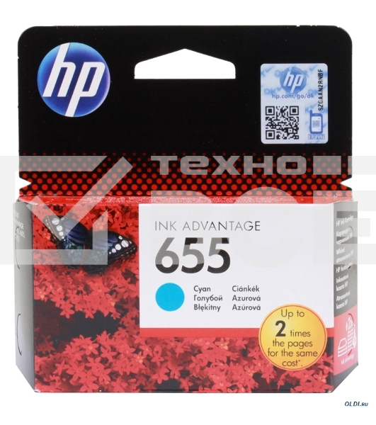 Картридж струйный HP 655 CZ110AE голубой для HP DJ IA 3525/4615/4625/5525/6525 (600стр.)