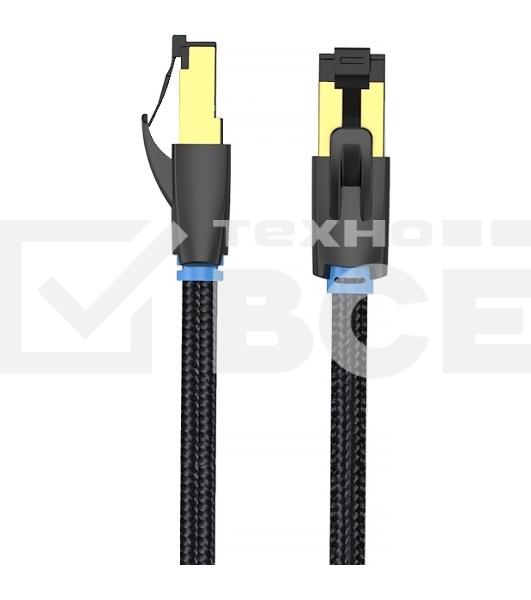 Патч-корд Vention прямой SFTP cat.8 RJ45 - 1м. Черный Тканевая оплетка