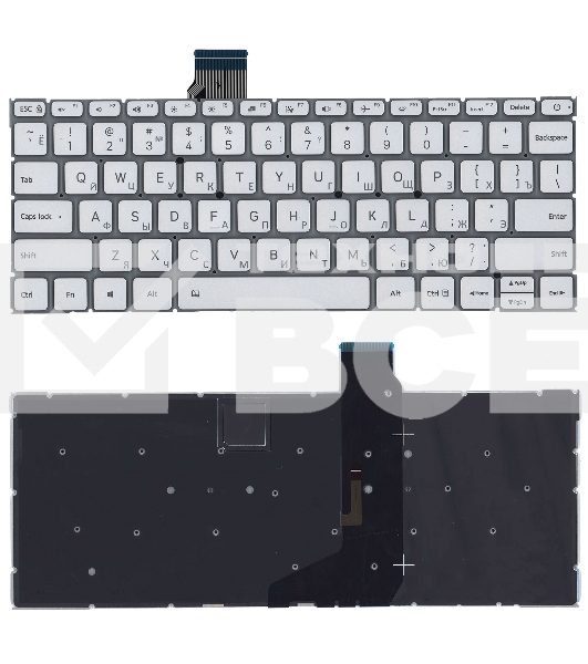 Клавиатура для ноутбука Xiaomi Mi Air 12.5 серебристая с подсветкой