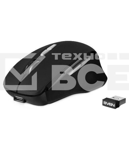 Мышь беспроводная SVEN RX-590SW черный, 1600 dpi, радиоканал, Bluetooth, USB, кнопки - 7