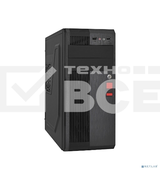 Компьютерный корпус Miditower ExeGate UN-605B Black, ATX, <UN500, 120mm>, 2*USB, Audio, замок блокировки кнопки питания