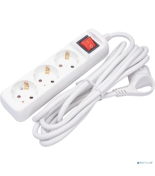 Удлинитель электрический ЭРА U-3es-3m-3x1,5 с заземлением с выключателем 3 розетки 3м ПВС 3x1,5мм2 16А