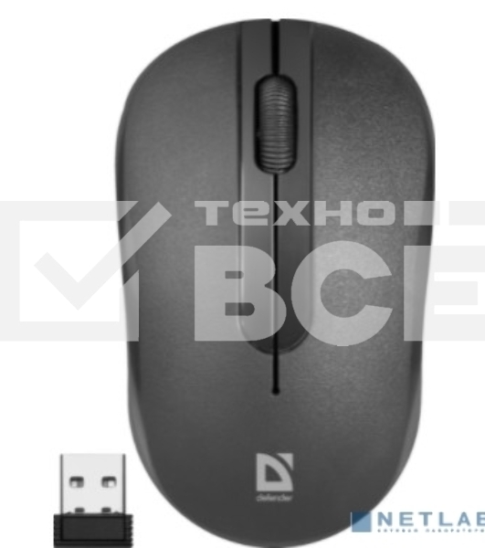 Мышь беспроводная Defender Datum MM-285 черный, 1600 dpi, радиоканал, USB, кнопки - 3