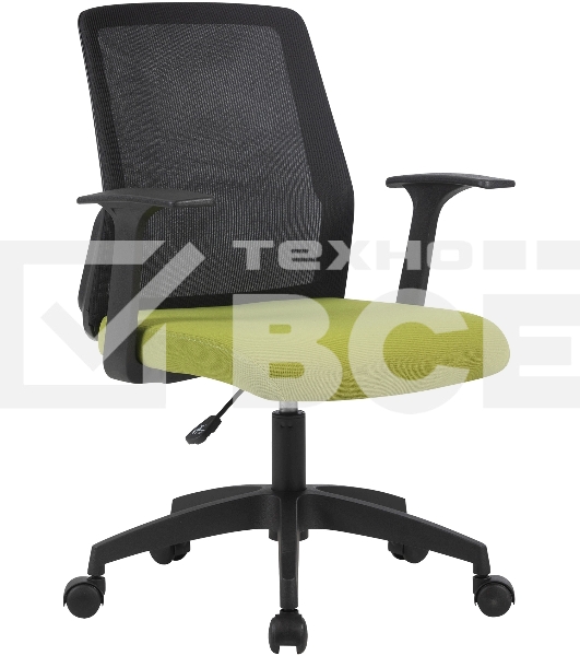 Кресло компьютерное Cactus CS-MC222-BKGN черный, сиденье салатовый, сетка/ткань, низк.спин. крестов. пластик, пластик черный