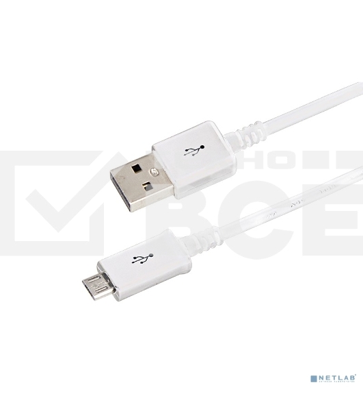 Кабель Rexant (18-4269) USB кабель microUSB длинный штекер 1М белый 