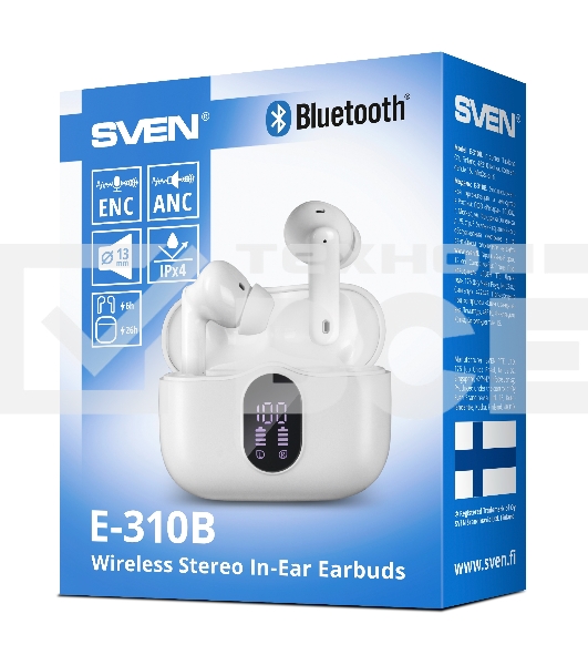 Беспроводные внутриканальные наушники с микрофоном Sven E-310B, белый (Bluetooth, TWS, ANC, ENC, APP)