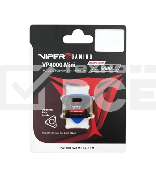 Накопитель SSD Patriot Viper VP4000, 2Tb, PCIe 4.0 x16, M.2 2230, NVMe, R/W 3200/3500, с радиатором
